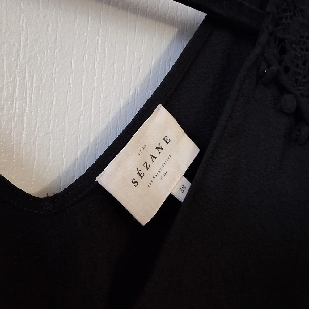 Sezane Black Lace Sleeve Blouse - Picture 7 of 15